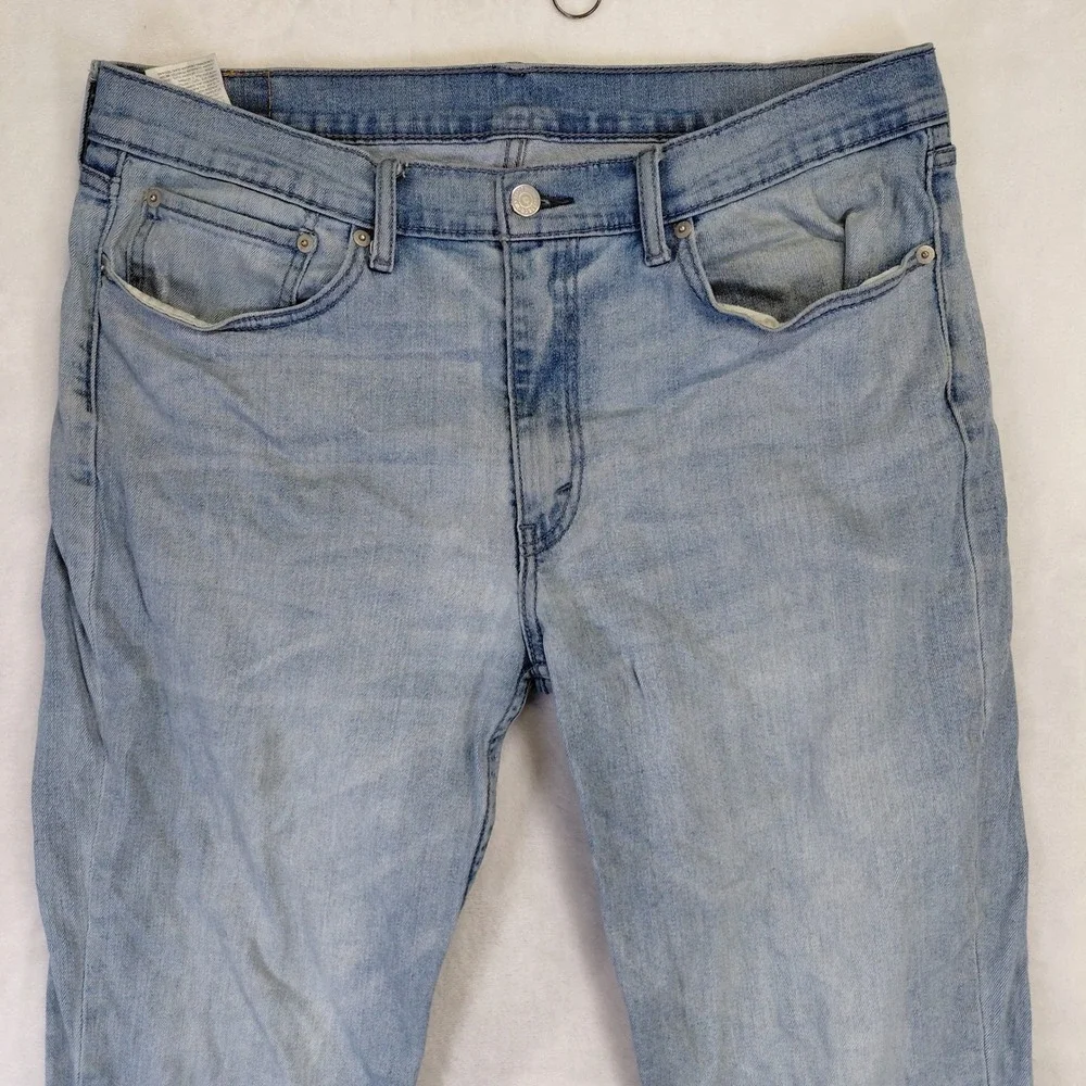 Levis 514 Mens Straight Fit Light Wash Blue Denim Jeans 36x30